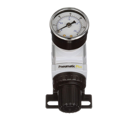 PneumaticPlus PPR2-N02BG-2 Miniature Air Pressure Regulator 1/4in NPT – Gauge, Bracket, 3-30 PSI