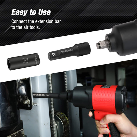 WORKPRO 10-inch three-eighth-drive extension gains access to deep sockets.