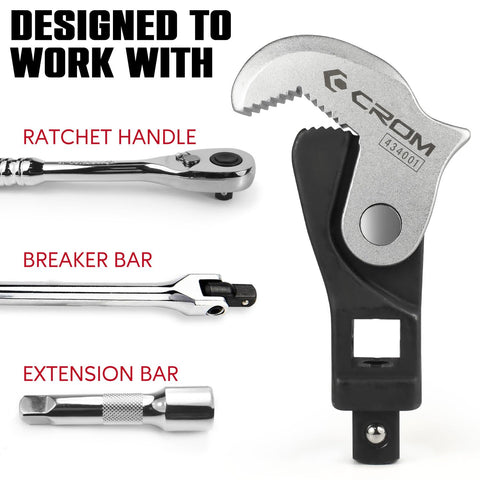 CROM Adjustable Crowfoot Wrench Set – Spring Loaded, 3-Piece (1/4, 3/8, 1/2)