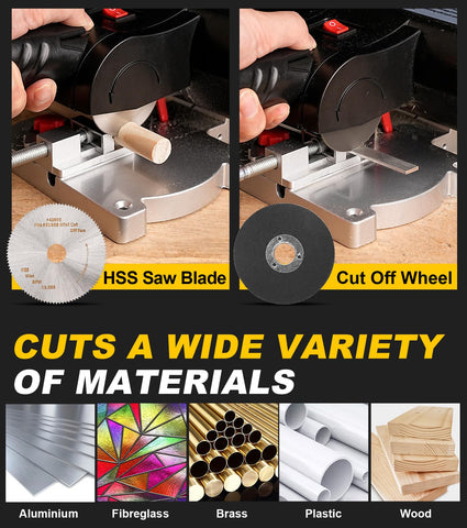 Sbestily mini miter cut-off saw power switch reveals simple on/off operation