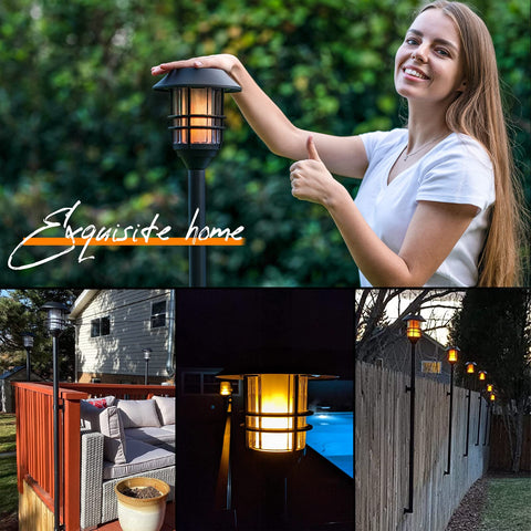 ZOOHAR Solar Outdoor Lights - Extra-Tall Flickering Flame Torches (4-Pack)