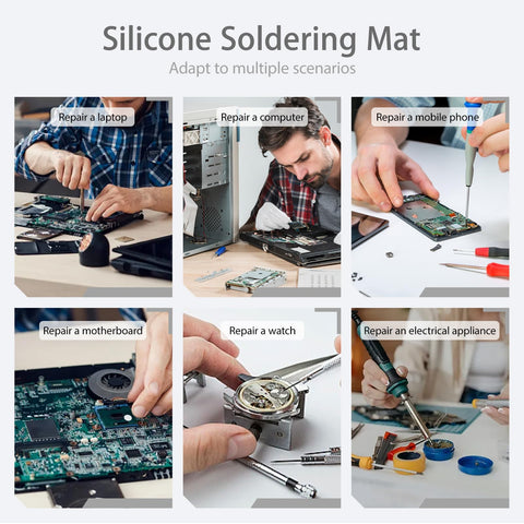 FLYQUEE Large Silicone Soldering Mat 21.6 x 13.8 in — Heat Resistant 932°F, Anti-Static Magnetic Workbench Pad