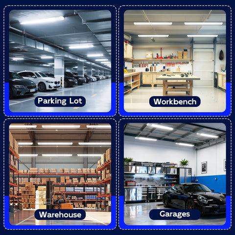 Hykolity 4-Pack LED Shop Lights 4FT – 60W (350W Eq), 6500 Lumens, 5000K Daylight, Linkable & Plug‑and‑Play