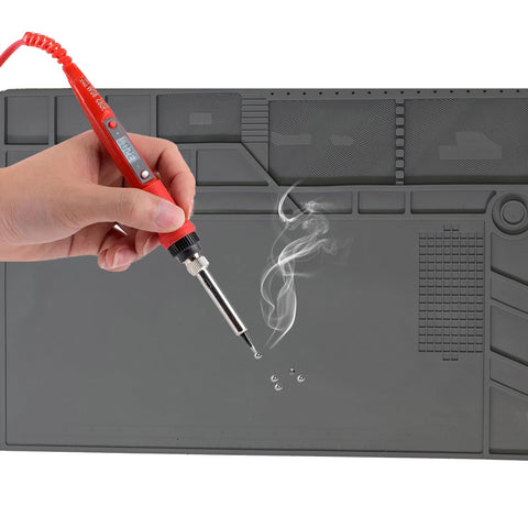 FLYQUEE Large Silicone Soldering Mat 21.6 x 13.8 in — Heat Resistant 932°F, Anti-Static Magnetic Workbench Pad