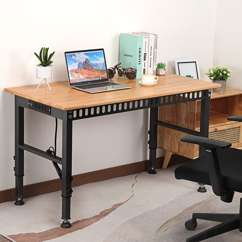 OLBRUS 48" Adjustable Workbench with Power Outlet — Heavy-Duty 2000 LBS Load Capacity for Workshop, Garage, or Office