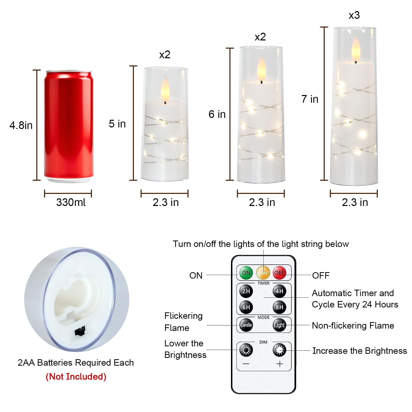 Raycare flameless candles are battery powered for flexible placement