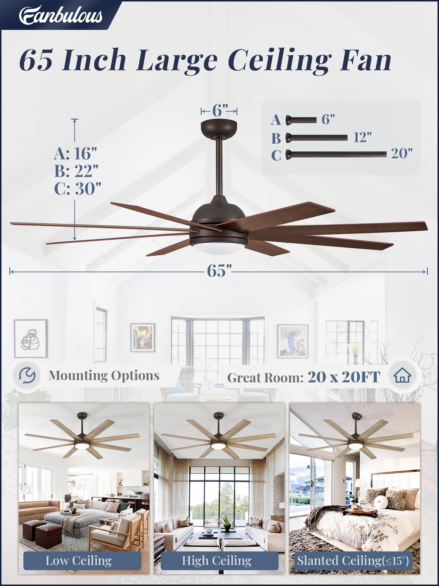 Fanbulous indoor-outdoor ceiling fan with 8 blades for spacious rooms