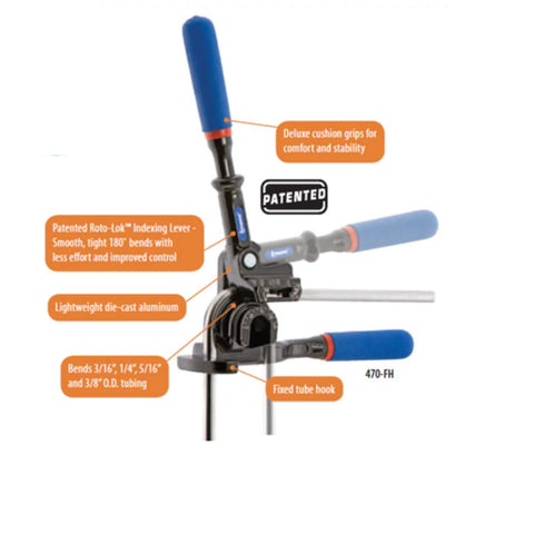 Imperial Tool 470FH Triple Head 180 Degree Tube Bender with Roto-Lok Indexing Handle, 3/16, 1/4, 5/16 & 3/8 in