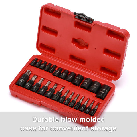 CASOMAN 25-Piece Torx Bit Socket Set with External Sockets and E-Torx (T8-T60, E4-E22)