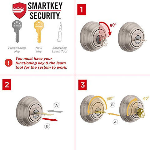 Kwikset Belleview Front Door Lock Set with SmartKey Security – Antique Brass