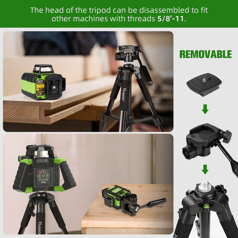 Huepar 360° Laser Level Kit with Tall Tripod — Self-Leveling, Rechargeable, Outdoor Pulse Mode