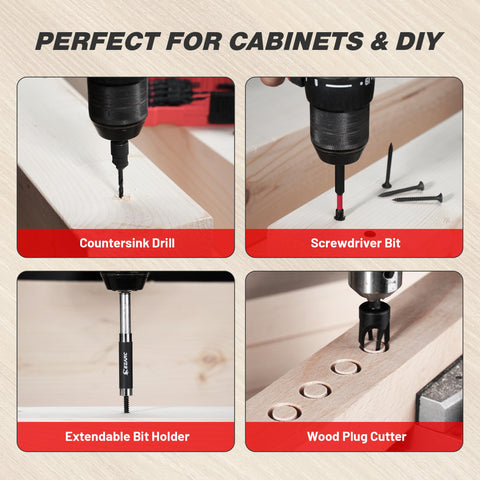 EZARC Countersink Drill Bit Set – 22-Piece with Magnetic Extension & Storage Case