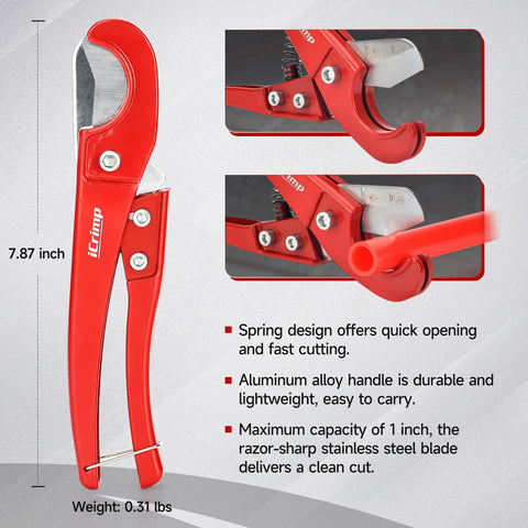 IWISS iCrimp Angle Head F1807 PEX Crimp Tool — 1/2 & 3/4 Inch with Cutter