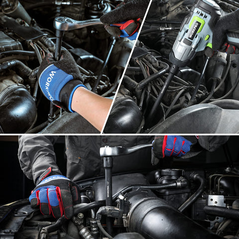 WORKPRO 5-inch half-drive extension offers extended reach for stubborn screws.