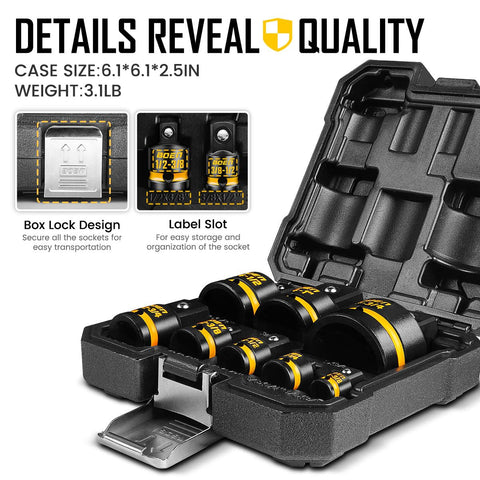BOEN 8-Piece Impact Socket Adapter & Reducer Set — 1/4 to 1