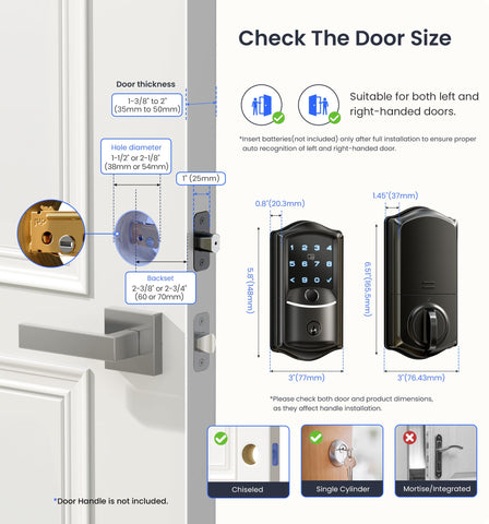 Veise VE027 Built-in Wi-Fi Smart Lock — Fingerprint, App Remote, Voice Control, IP65, BHMA 3