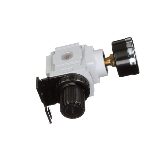 PneumaticPlus PPR2-N02BG-2 Miniature Air Pressure Regulator 1/4in NPT – Gauge, Bracket, 3-30 PSI