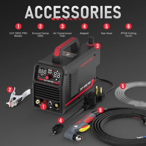 YESWELDER CUT-55DS PRO 55A Plasma Cutter – 110/220V, Non-High Frequency, Digital Inverter