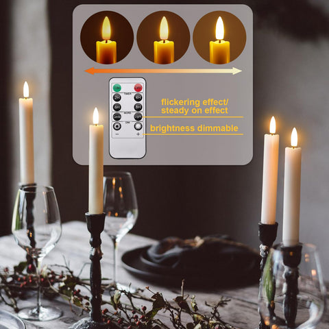 IMAGE flameless taper candles with remote and 10-key control for easy timing.