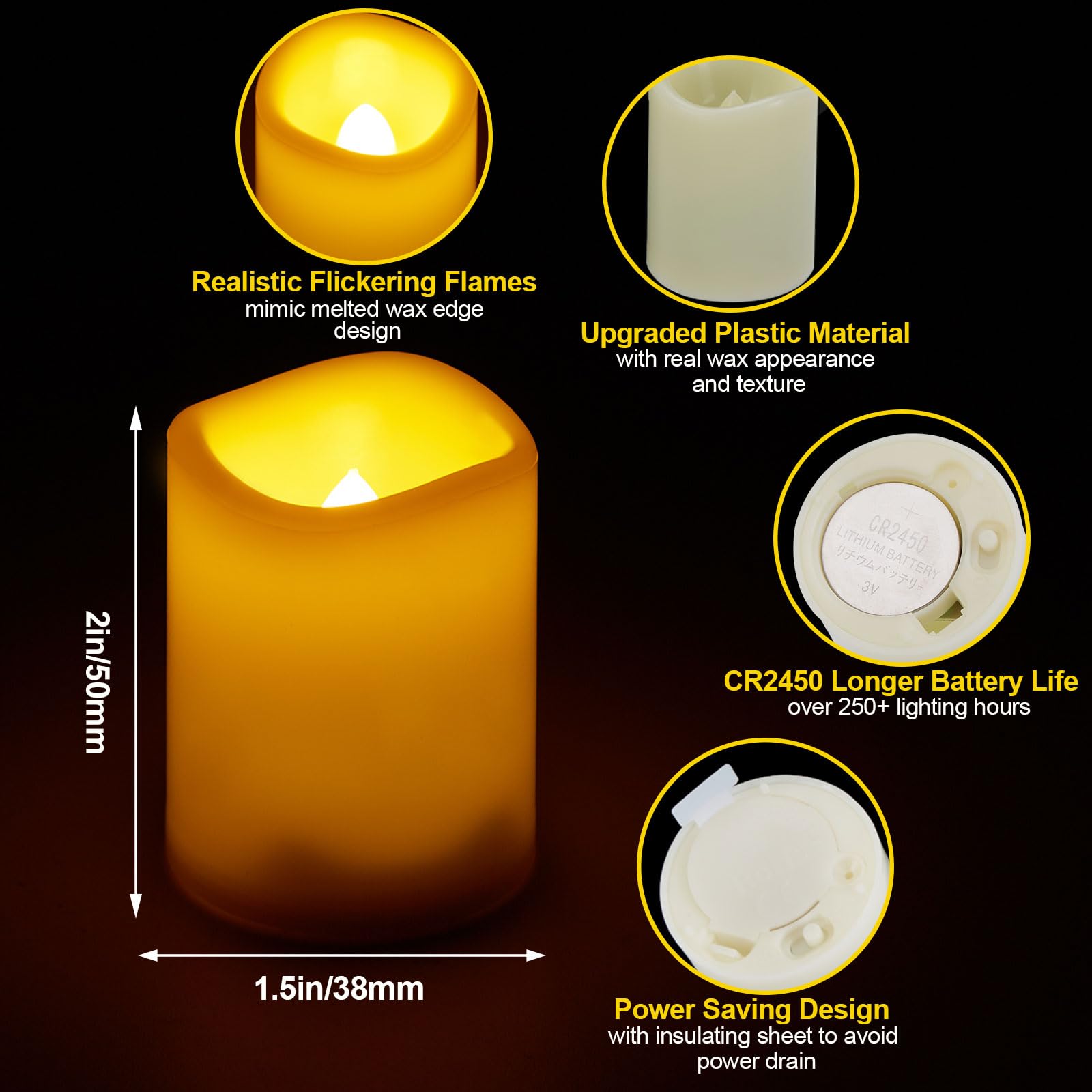 IMAGE flameless tea light candles with 3D flame, realistic flicker from every angle