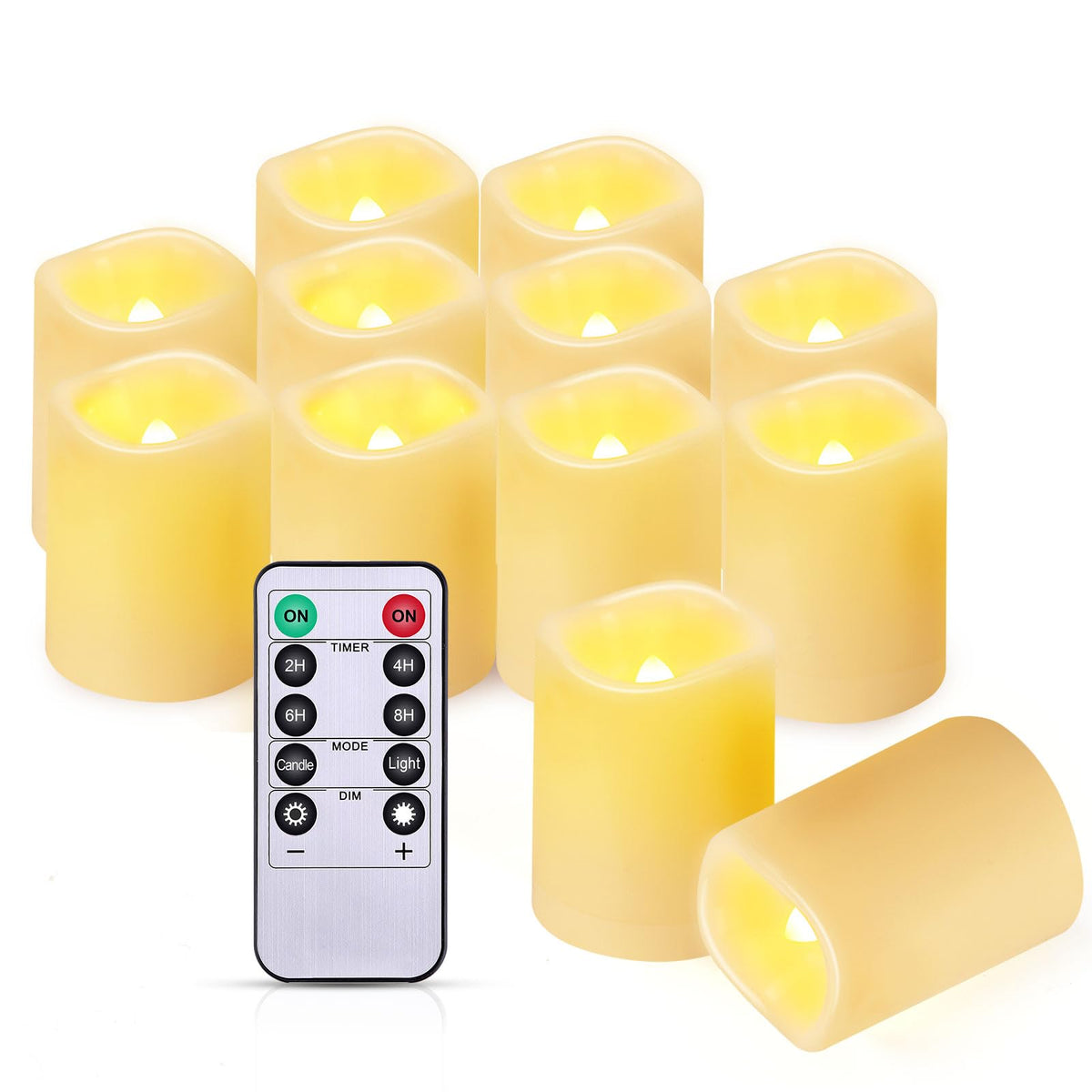 IMAGE flameless tea light candles with remote on a table, offering safe ambiance without flame