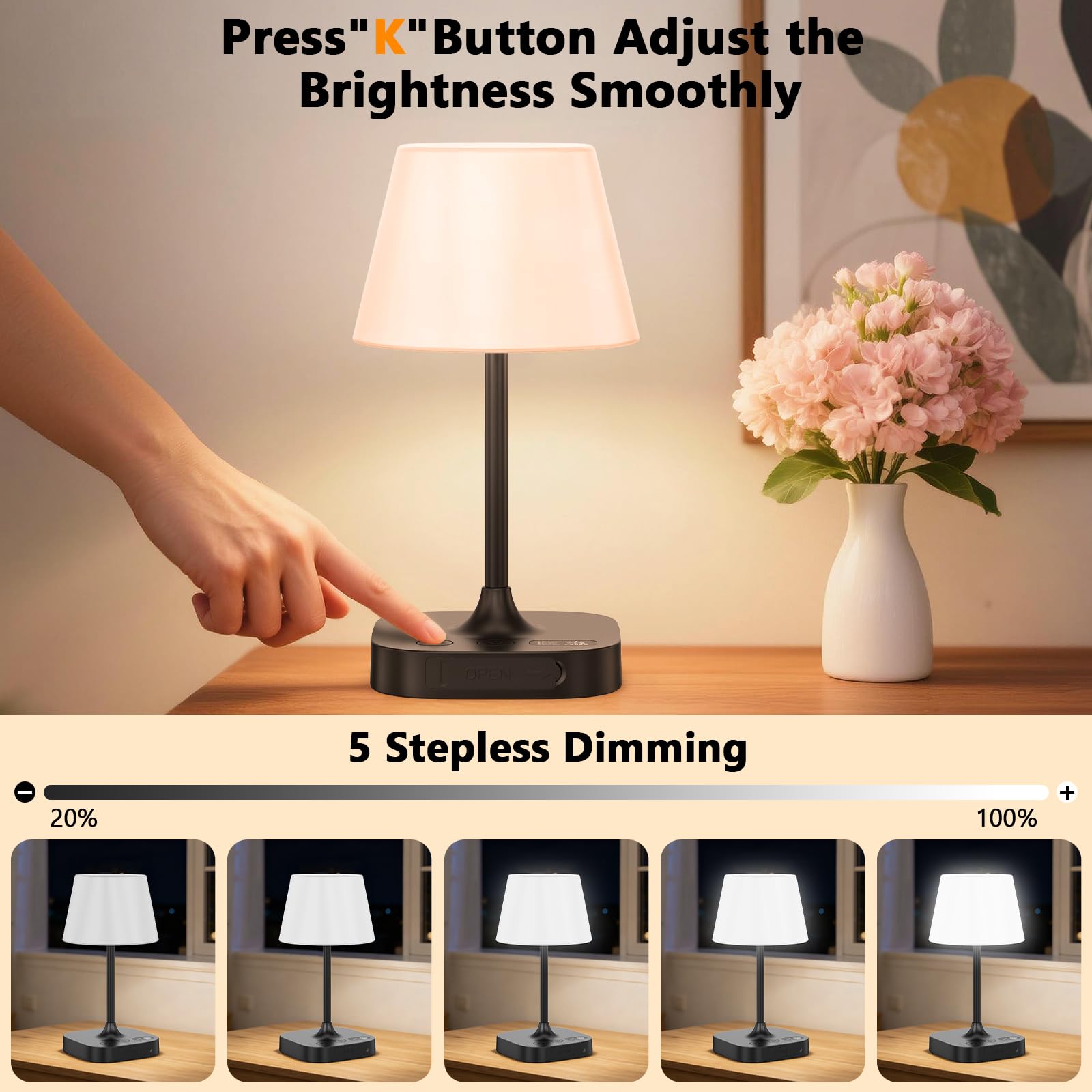 IMAGOA Outdoor Table Lamp adjustable color temperatures for ambiance