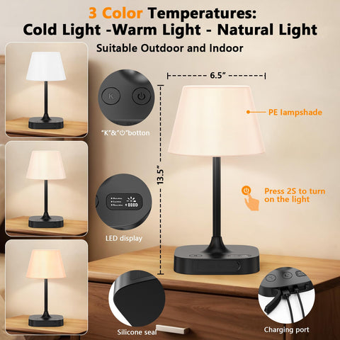 IMAGOA Outdoor Table Lamp with dimmable touch panel for easy brightness control