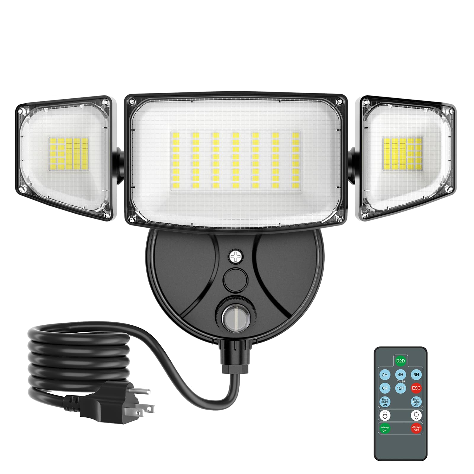 imaihom 100W dusk-to-dawn flood light with remote illuminates yards