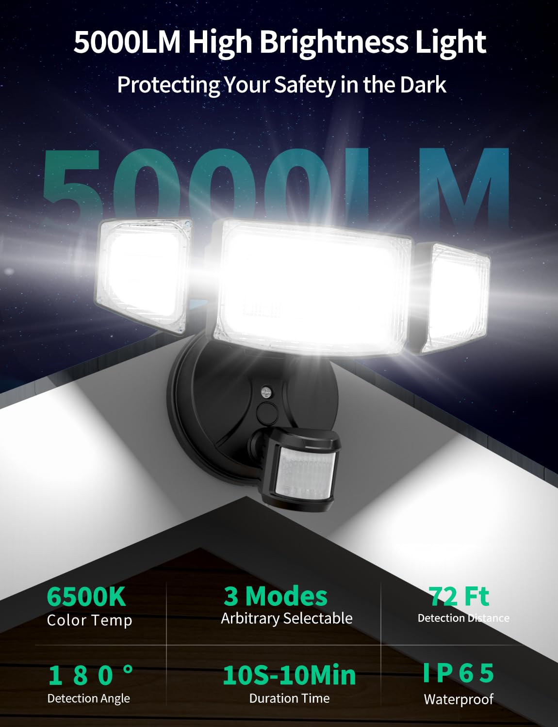 imaihom 5000lm brightness highlights pathways and entrances clearly