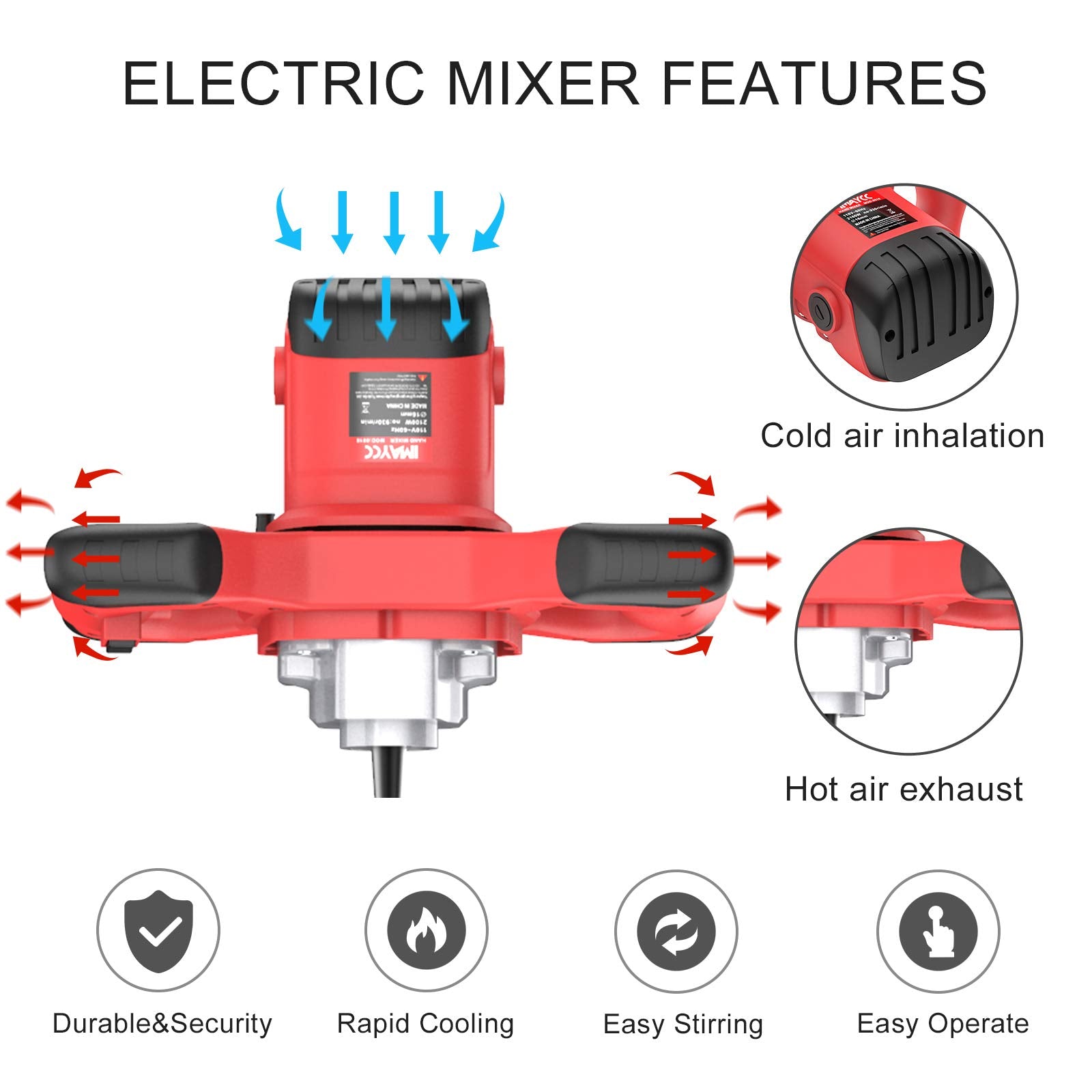 IMAYCC concrete mixer kit included accelerates setup and use.