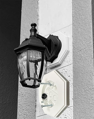 iMBAPrice 8161 mounting block installed on siding for sturdy fixture support.