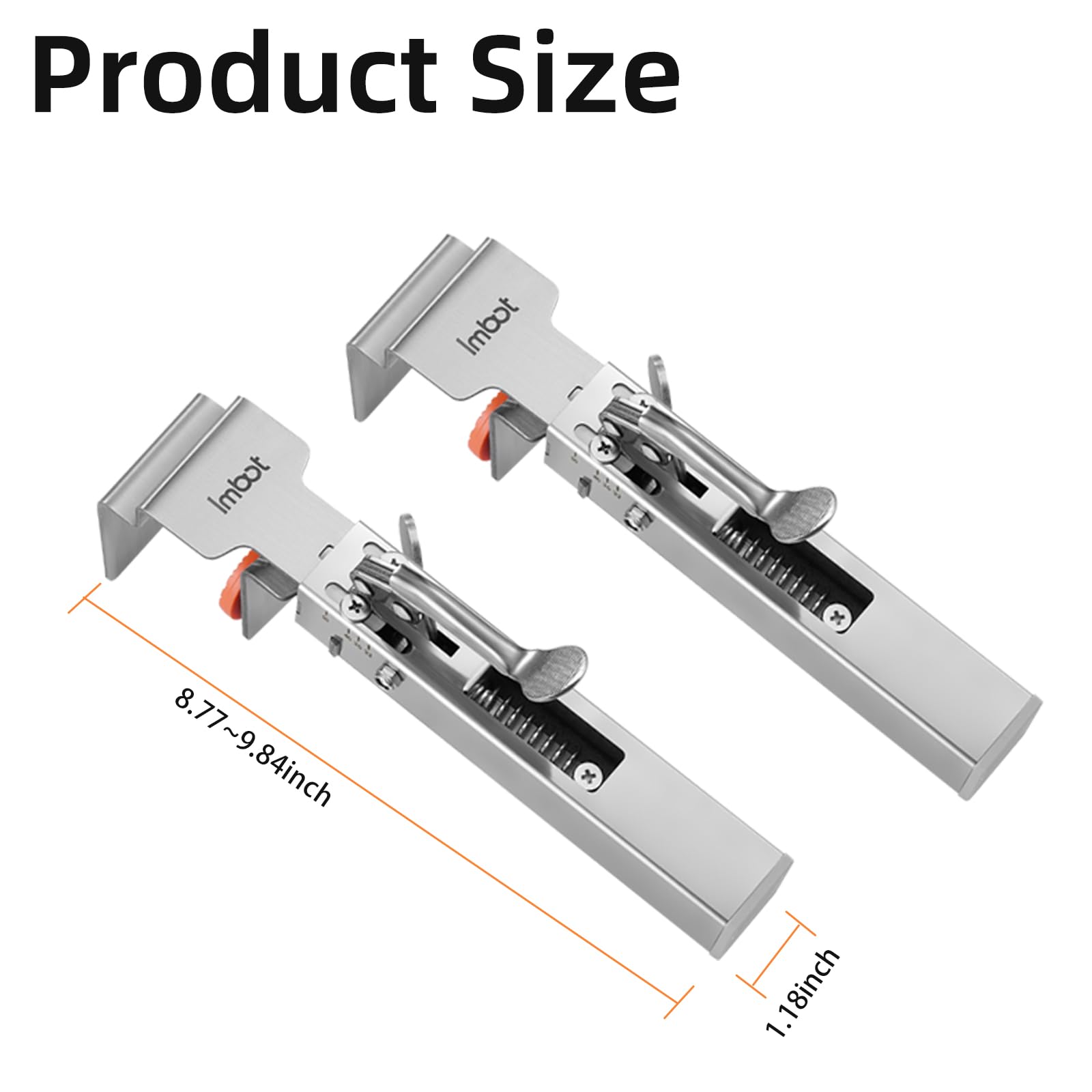 Imbot 2-pack drawer front clamps side view shows robust construction.
