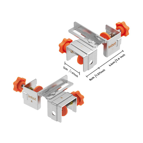 Imbot drawer front clamps close-up highlighting stainless steel durability and corrosion resistance.