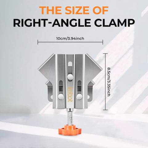 Ergonomic Imbot clamp with 90-degree clamping for accurate right angle setup