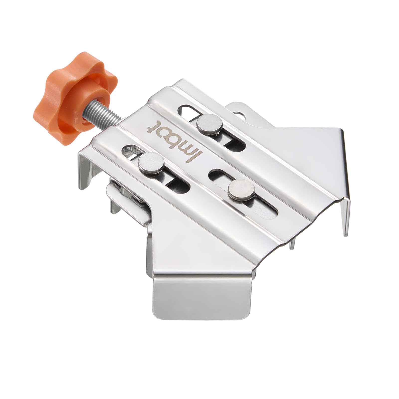 Imbot right angle clamp with adjustable swing jaw enabling precise 90-degree joints in woodworking projects