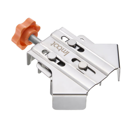 Imbot right angle clamp with adjustable swing jaw enabling precise 90-degree joints in woodworking projects