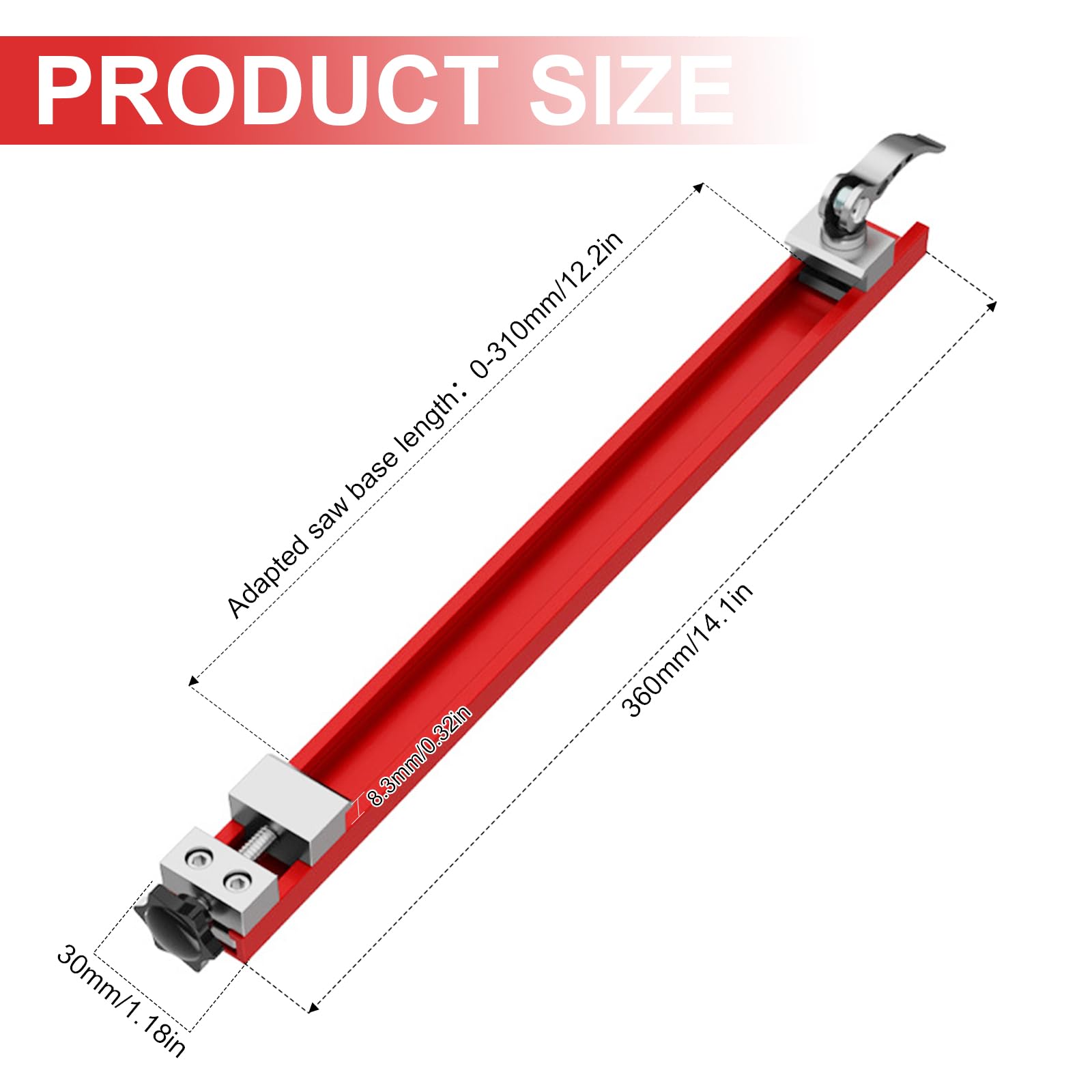 IMeanTop aluminum guide rail with adjustable blade distance for repeatable cuts.