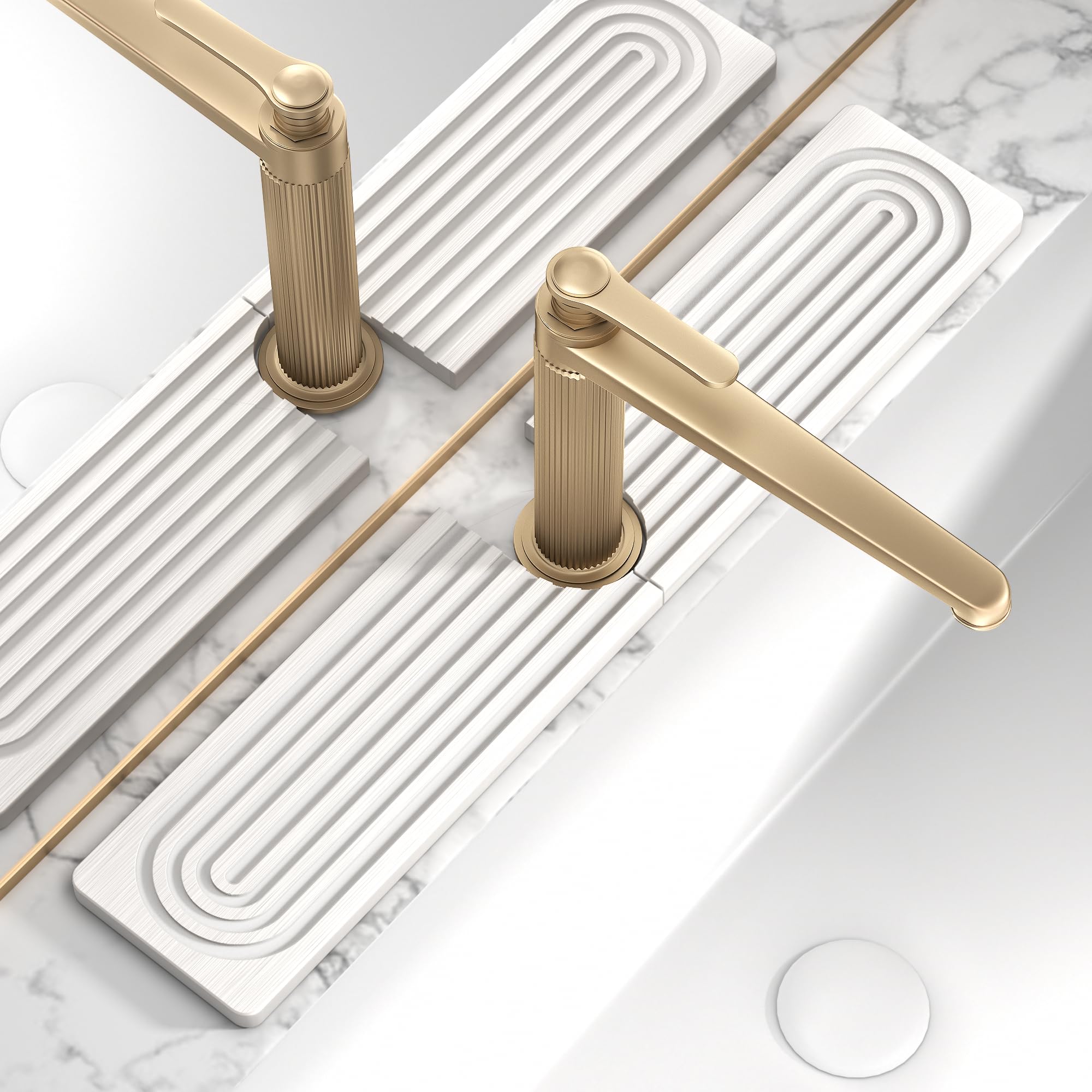 IMGROSE faucet mat in white slows water splashes and speeds drying on countertops