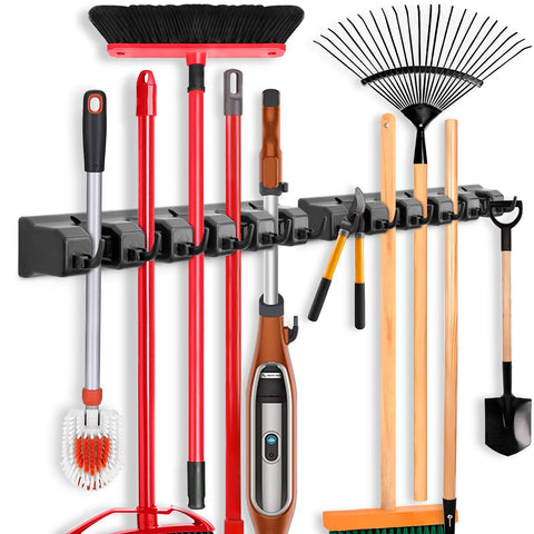 IMILLET wall-mounted 2-pack mop and broom holder for clutter-free storage