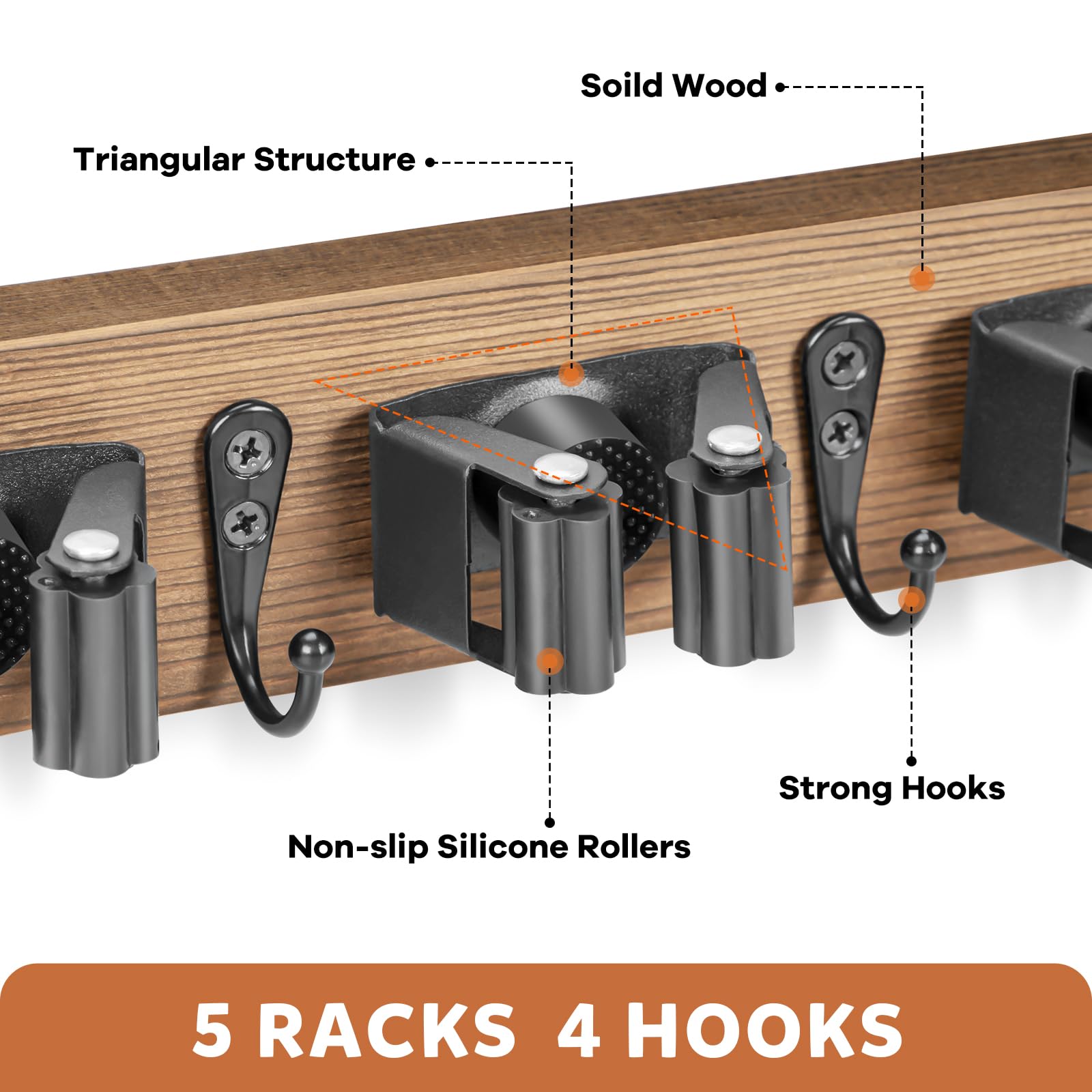IMILLET five-rack design stores broom and mop pairs neatly in laundry spaces