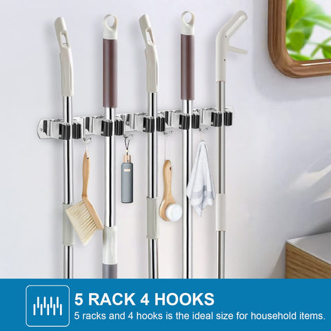 IMILLET broom organizer wall mount with four hooks for easy access