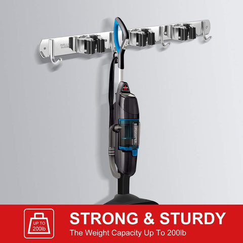 Heavy-duty IMILLET broom holder keeps up to 200 pounds of tools secure.
