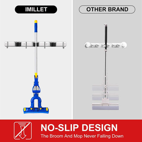 Garage or garden use with IMILLET broom holder keeps rakes and shovels within reach.