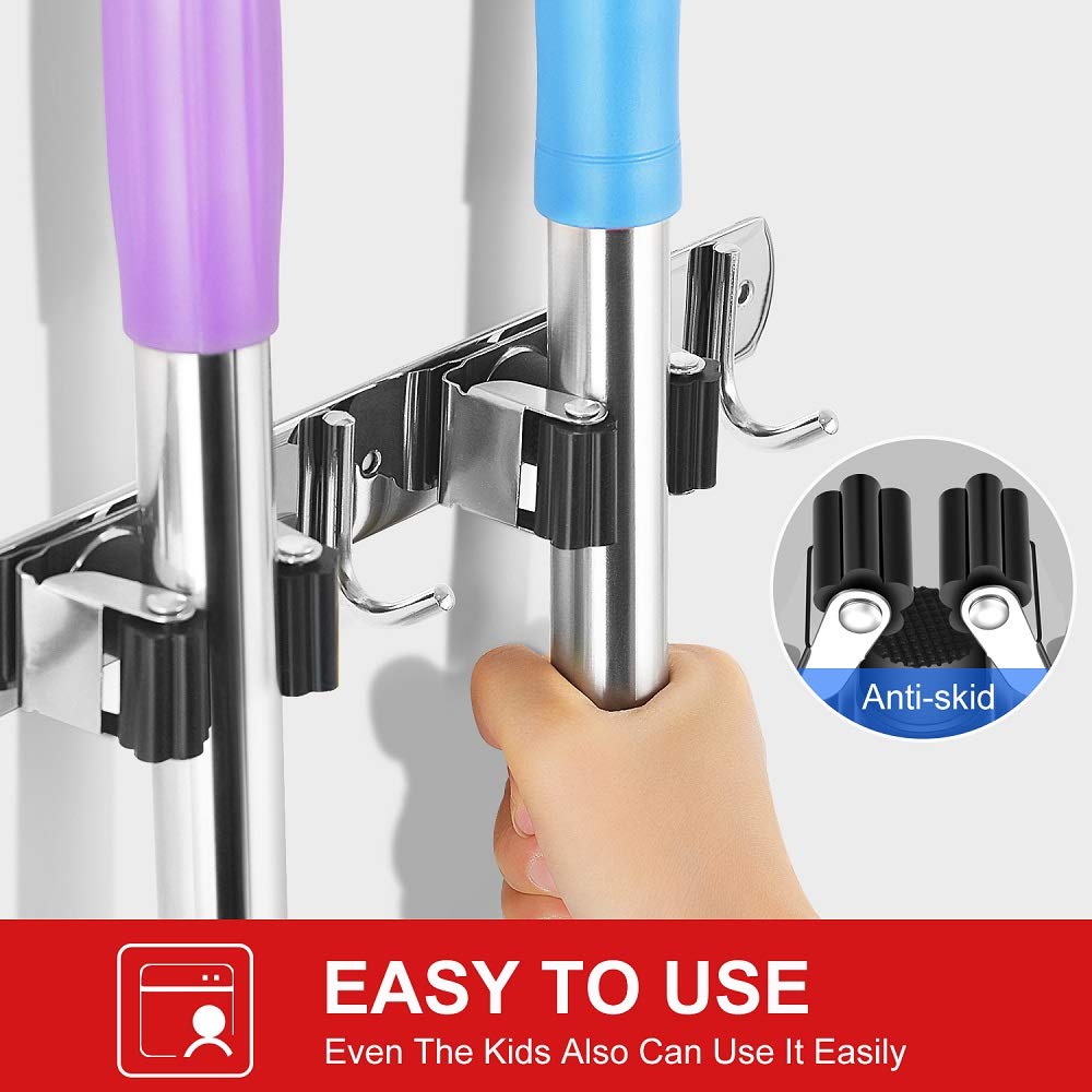 IMILLET storage in the laundry room demonstrates organized access to broom, mop, and swifter.
