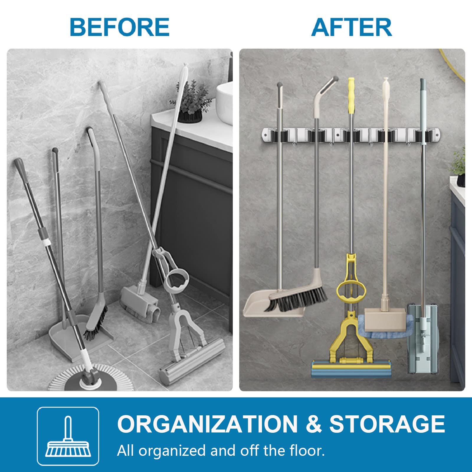 IMILLET no-drill adhesive option keeps walls intact and tools organized