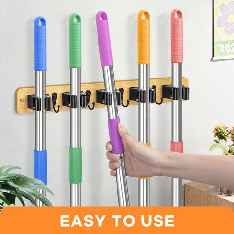 IMILLET rubber roller grip on broom hanger securely holds handles.
