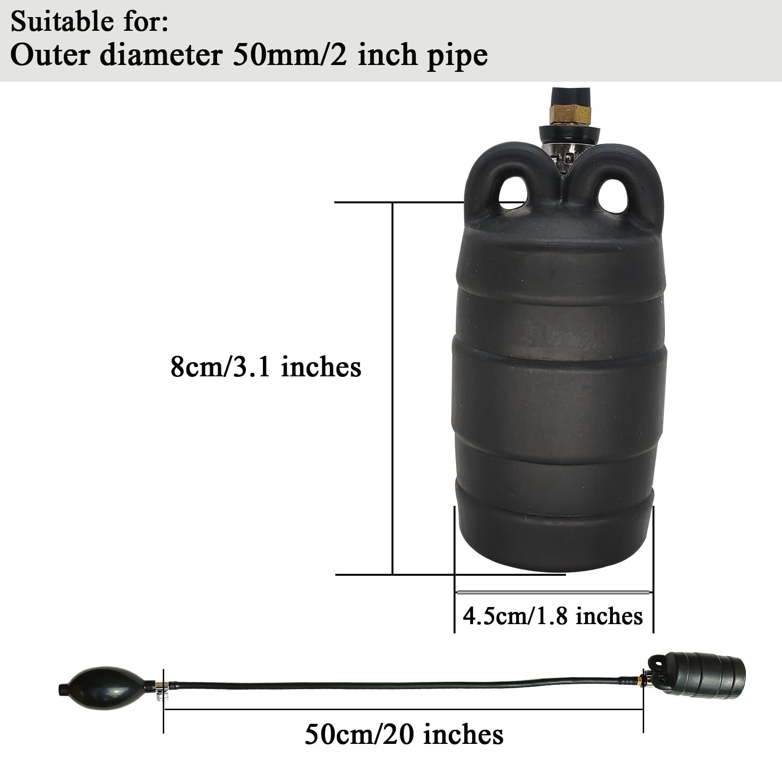 IMJEGEM.Q sewer test plug showing valve operation for controlled inflation.