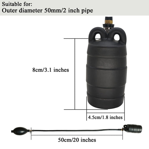 IMJEGEM.Q sewer test plug showing valve operation for controlled inflation.