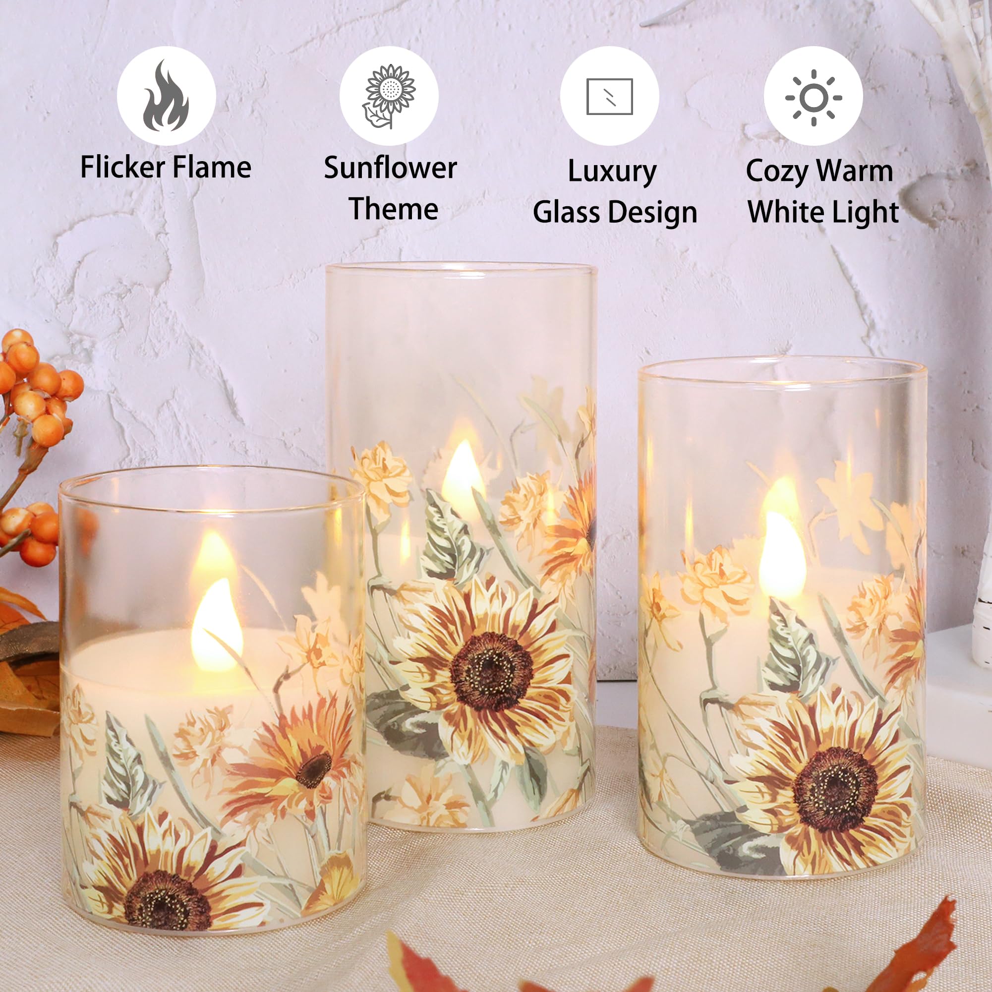 Immeiscent dining table sunflower decor enhances seasonal home accents.