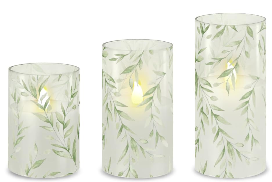 Immeiscent flameless candles shown on a dining table create romantic ambience.